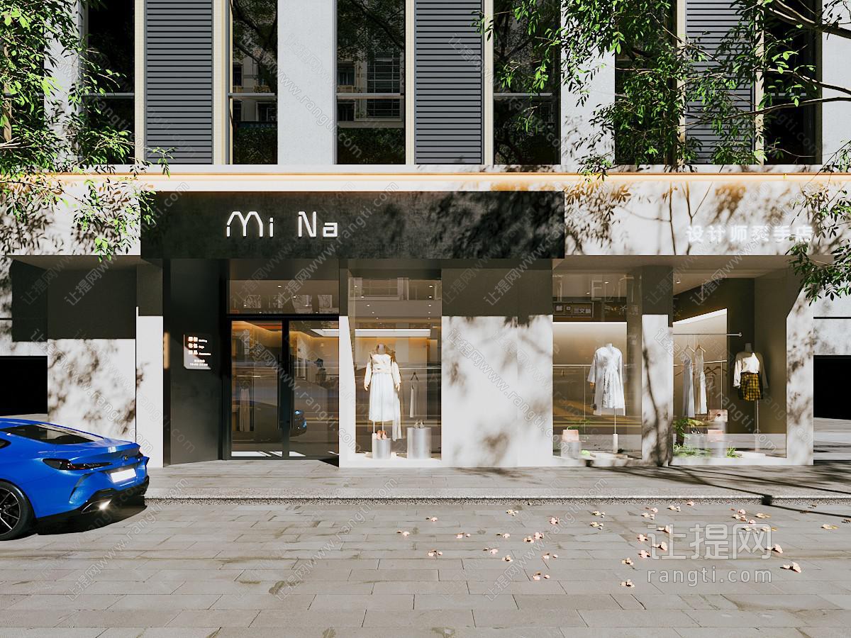现代奶油服装店 女装店 门头 店铺门头 橱窗