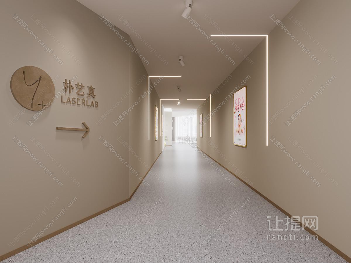 现代美容院前台过道