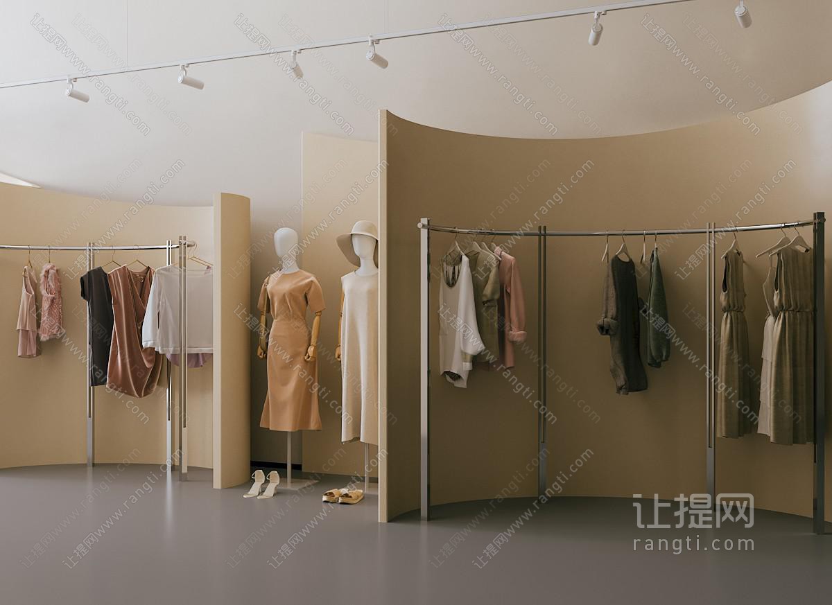 侘寂风服装店 女装店 女装店模特 服装店衣架