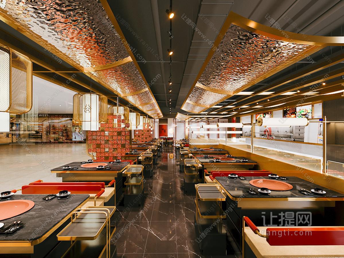 新中式火锅店 火锅店餐厅卡座