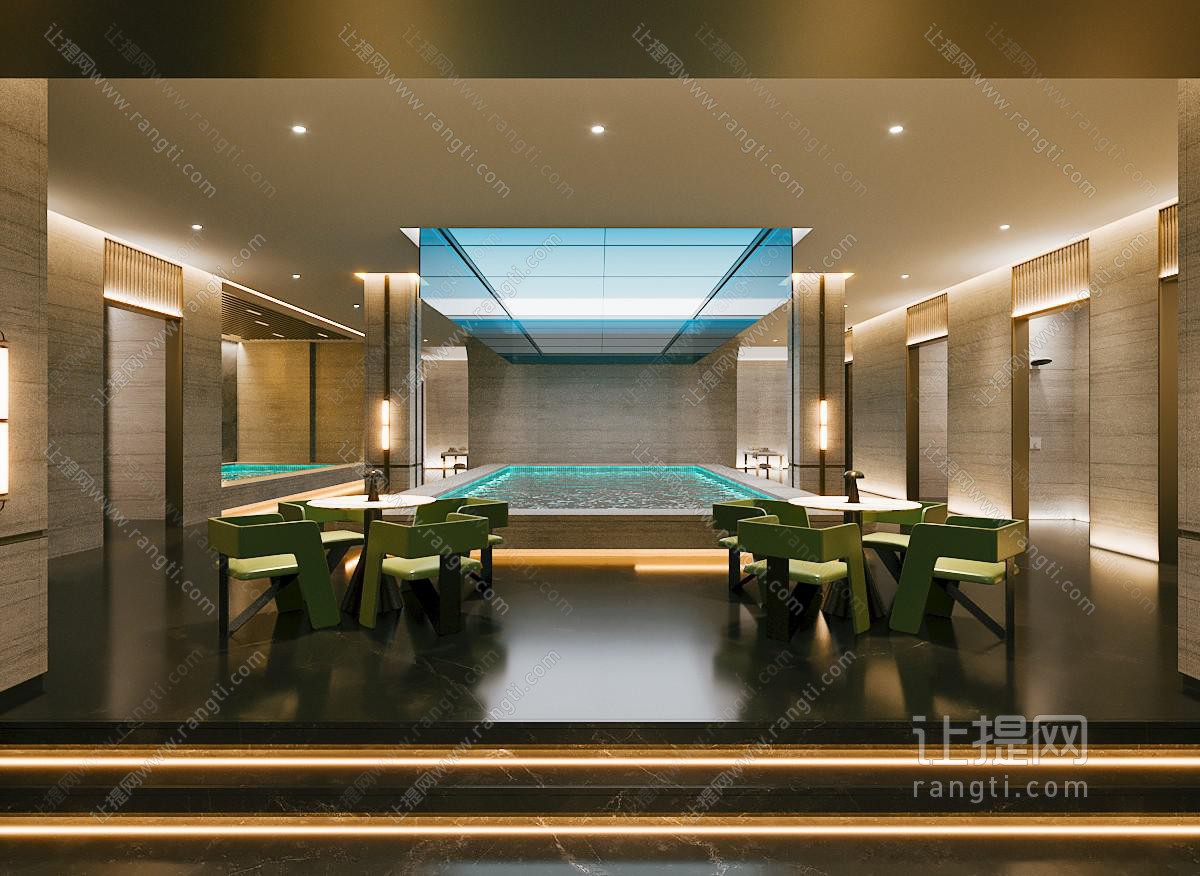现代轻奢足浴店 洗浴中心浴池 浴池 大浴池 洗浴中心