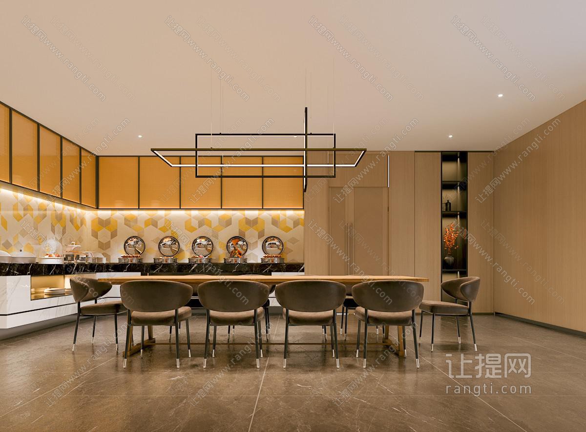 现代原木自助餐厅 工装餐厅