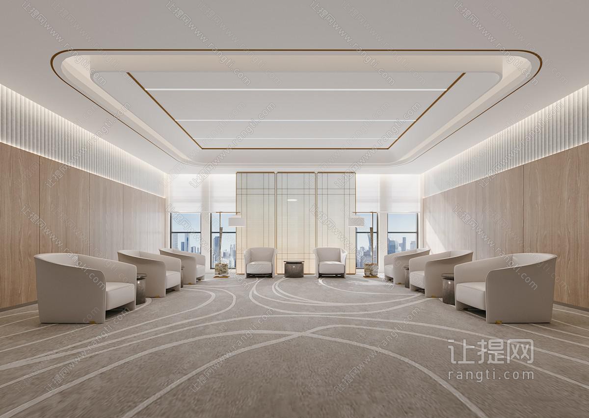 现代新中式接待室 接待室 会客厅