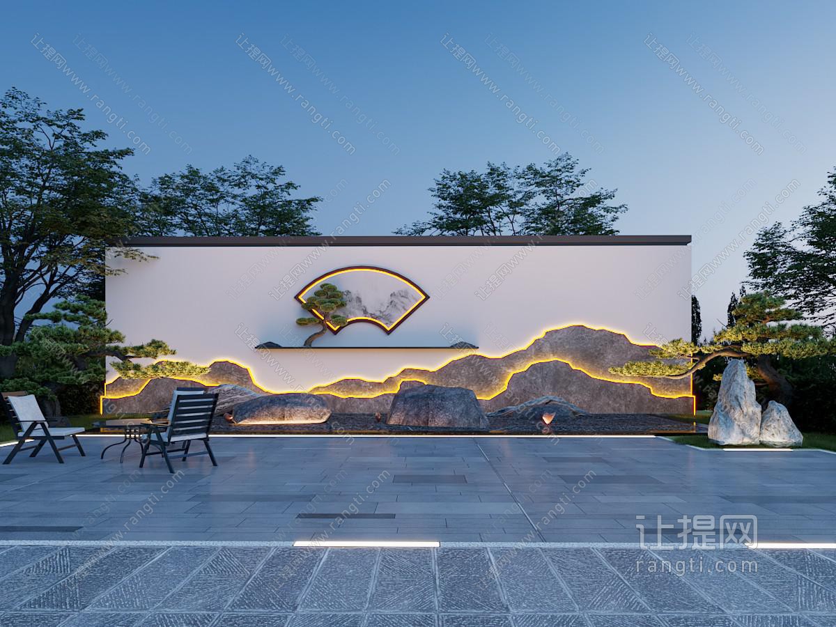 新中式山水文化景墙