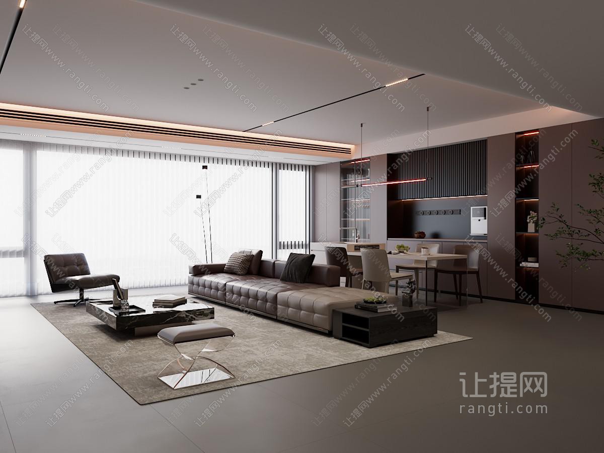 现代意式客厅餐厅
