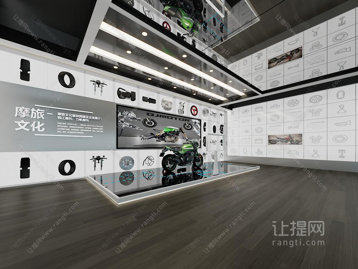 科技工业展厅摩托车零部件展示