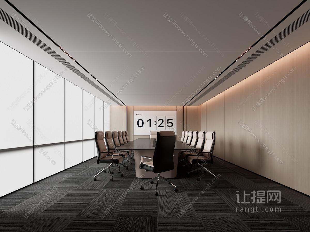 现代简约会议室 会议桌椅组合