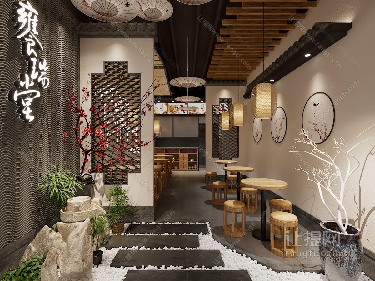 新中式饭店餐馆就餐区