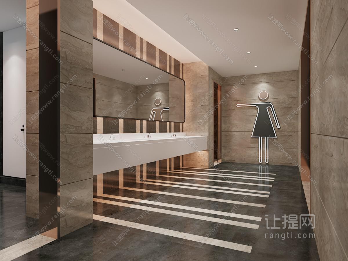 现代公共卫生间 洗手间