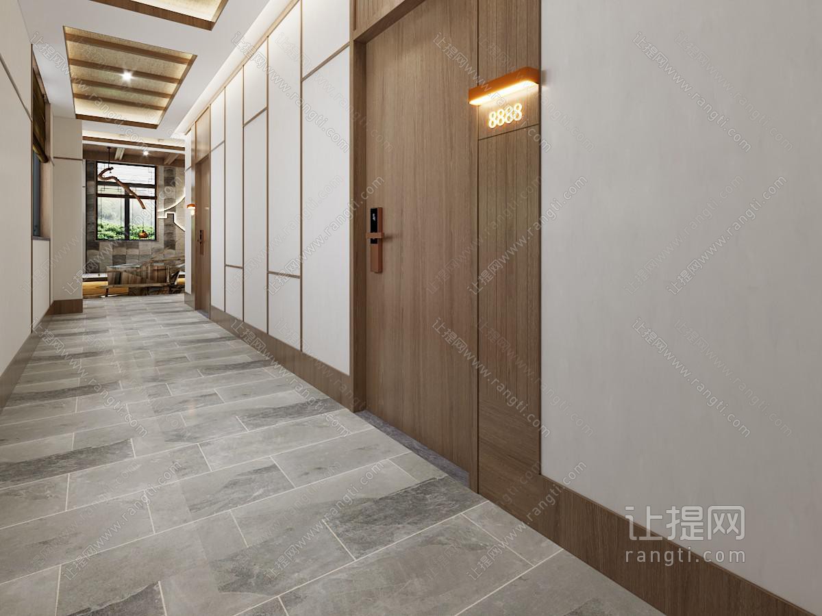 现代民宿客房走廊