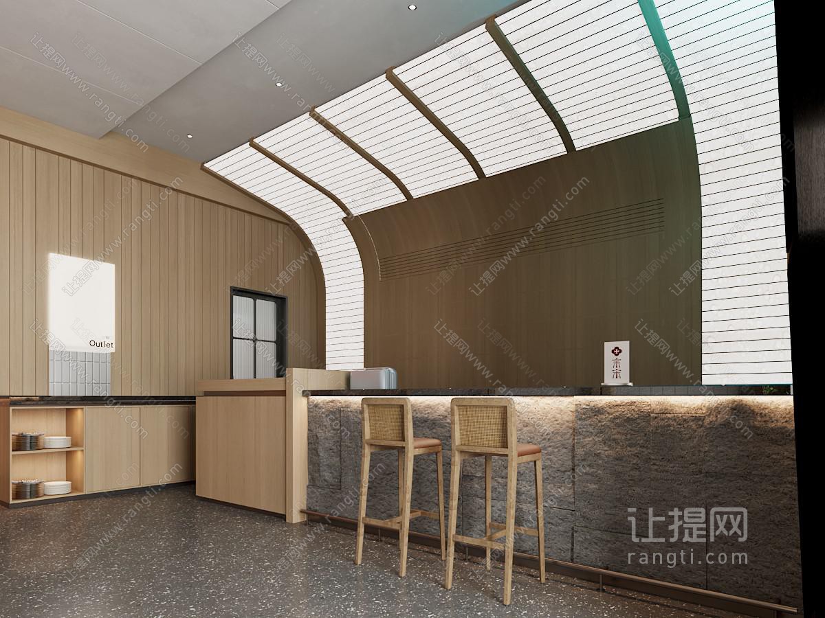 现代原木风咖啡厅