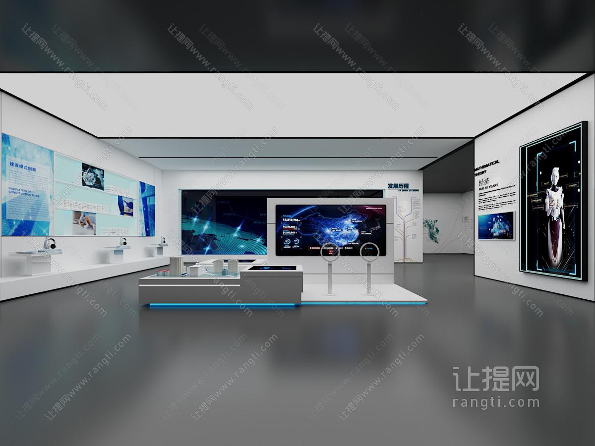 现代展厅展墙一体机多媒体互动展项沙盘