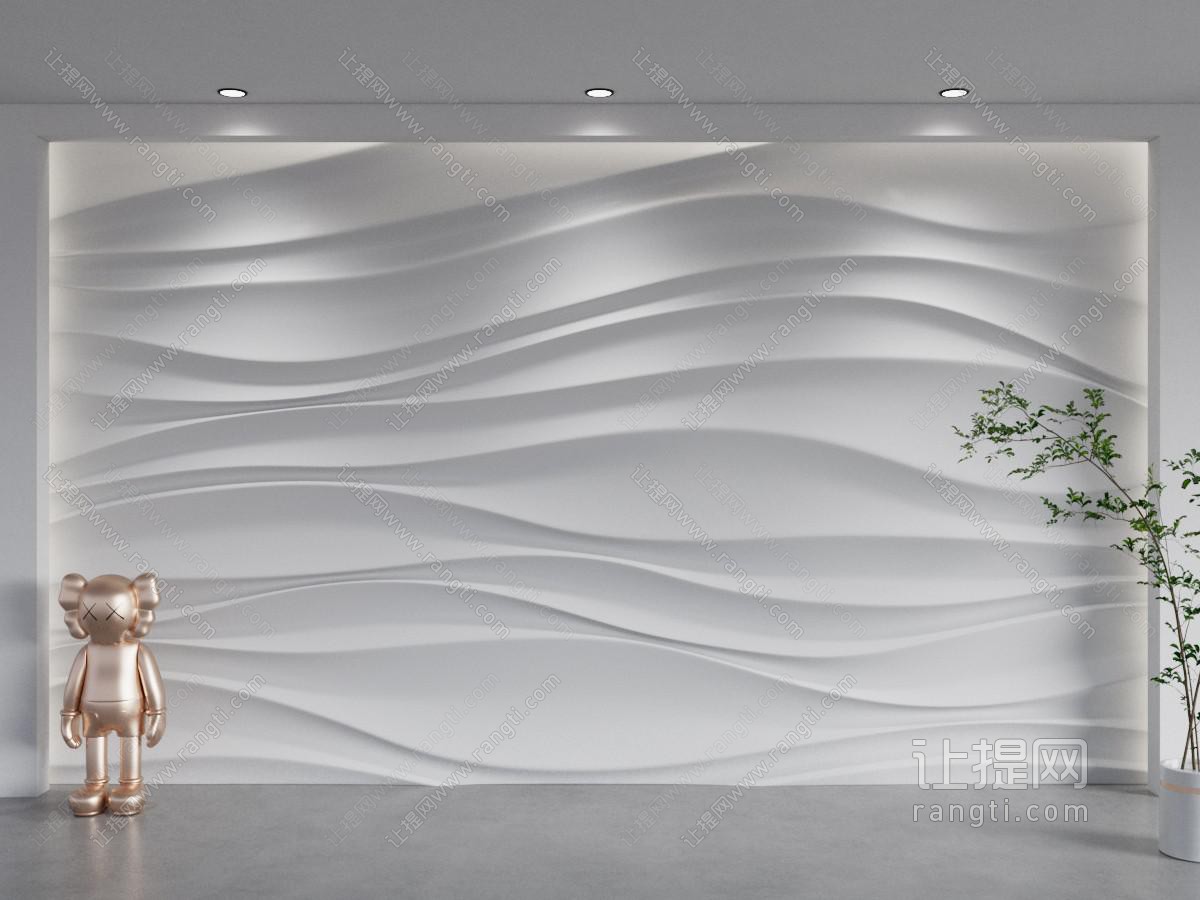 现代异形波浪沙发水波纹背景墙