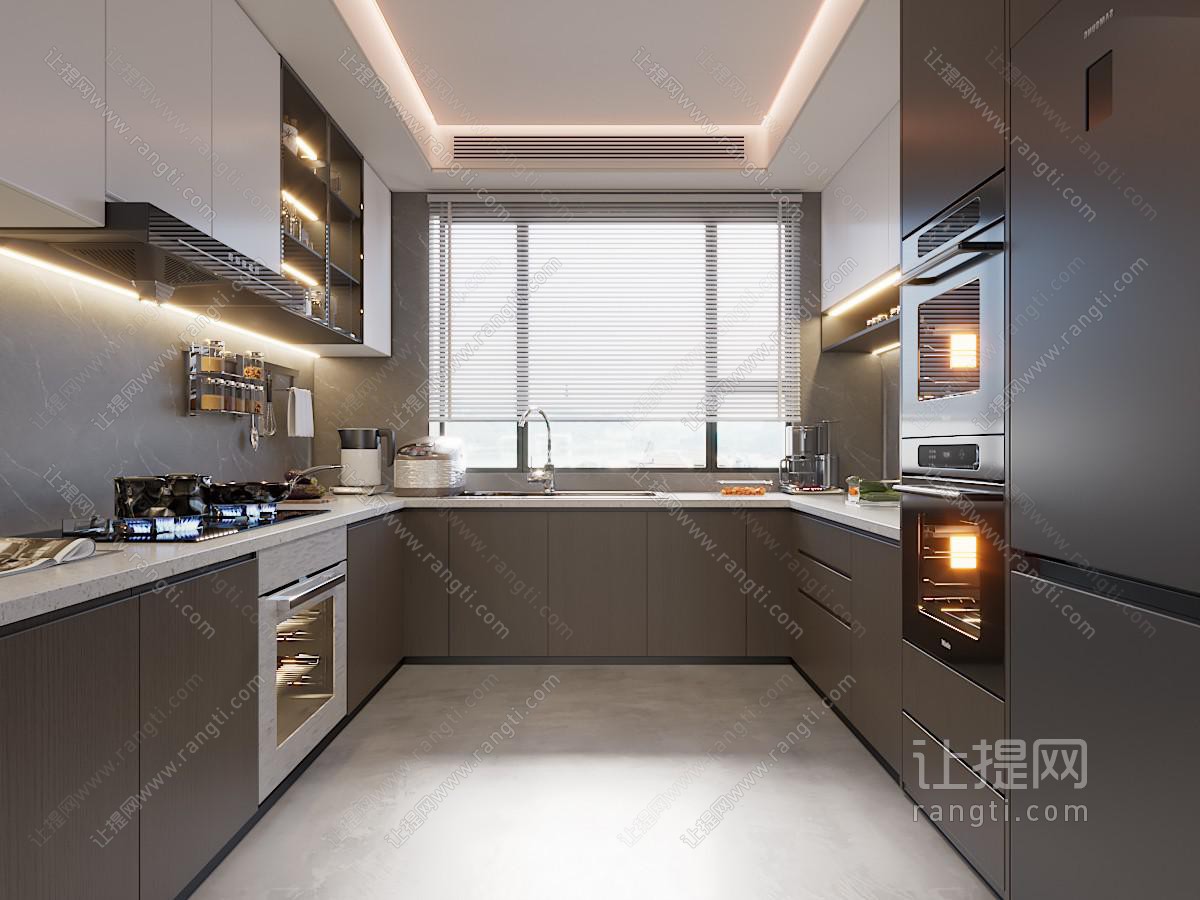 现代意式封闭式厨房