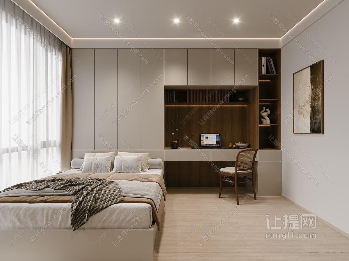 现代侘寂风榻榻米卧室