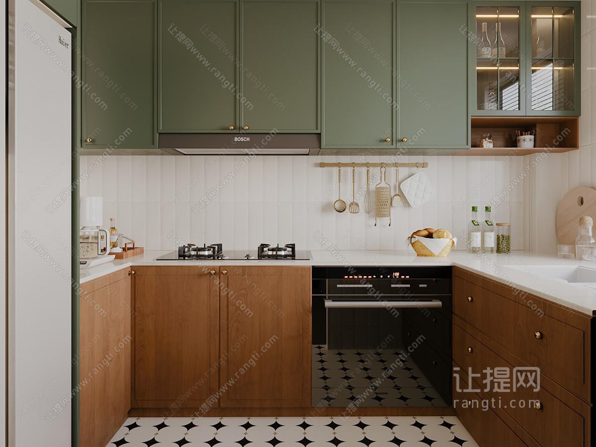 法式中古封闭式厨房