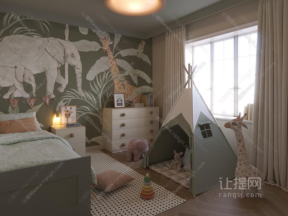 北欧奶油卧室 儿童房