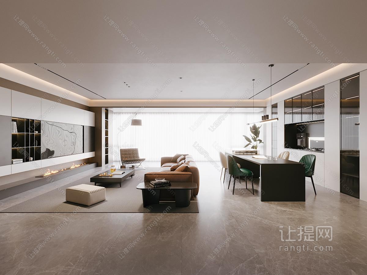 极简现代客厅餐厅