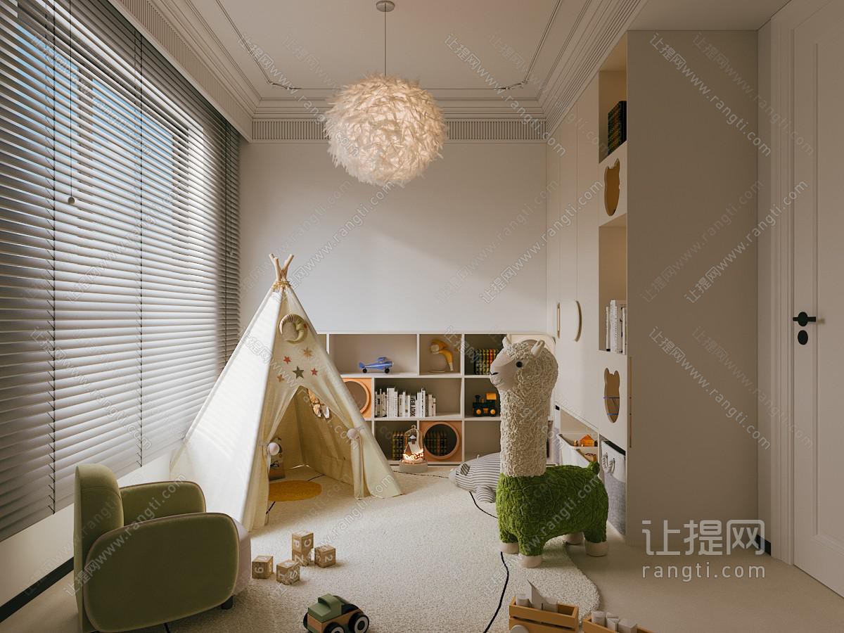 奶油风儿童房 玩乐区