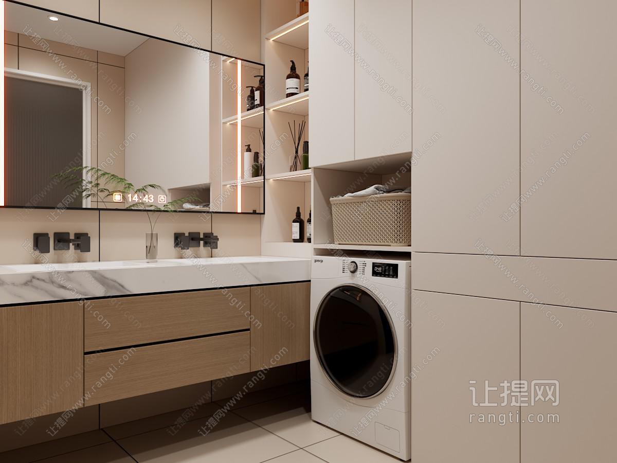 现代奶油风卫生间