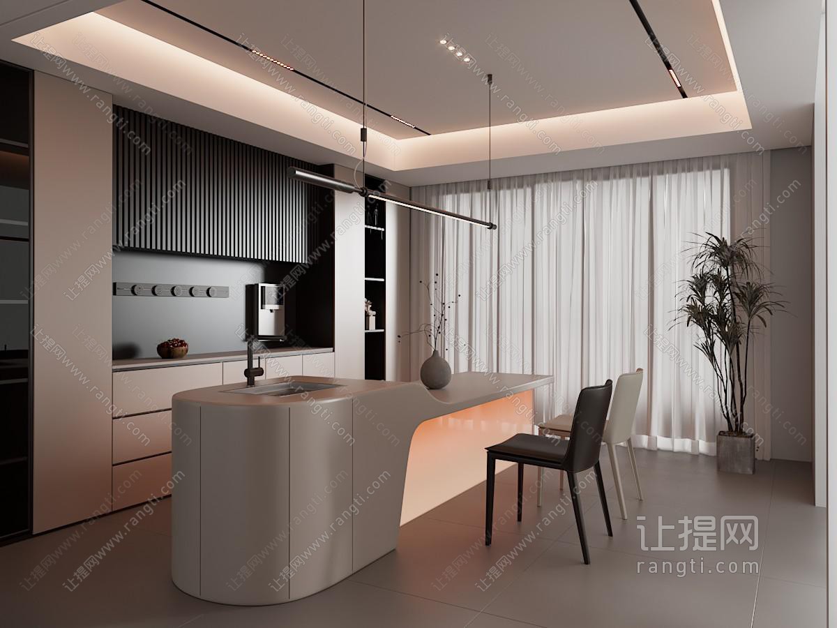 现代家居餐厅 亚克力吧台餐厅