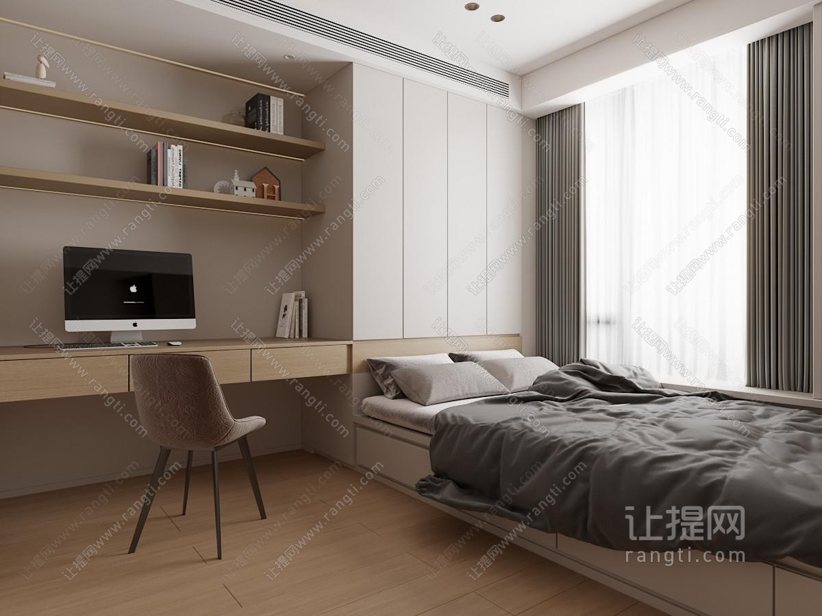 现代奶油榻榻米卧室