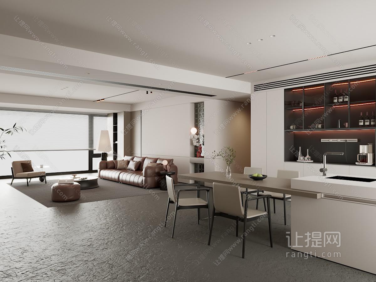 现代意式客厅餐厅