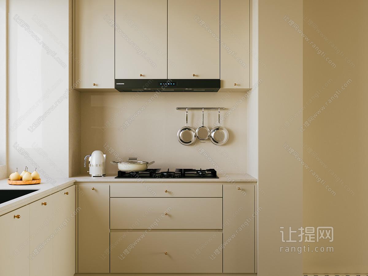 奶油风中古开放式厨房