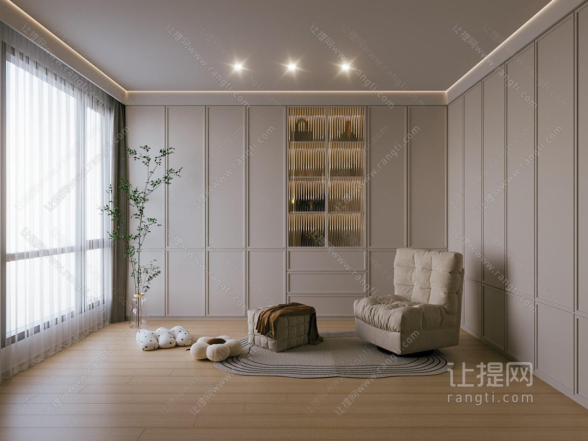 现代奶油风衣帽间