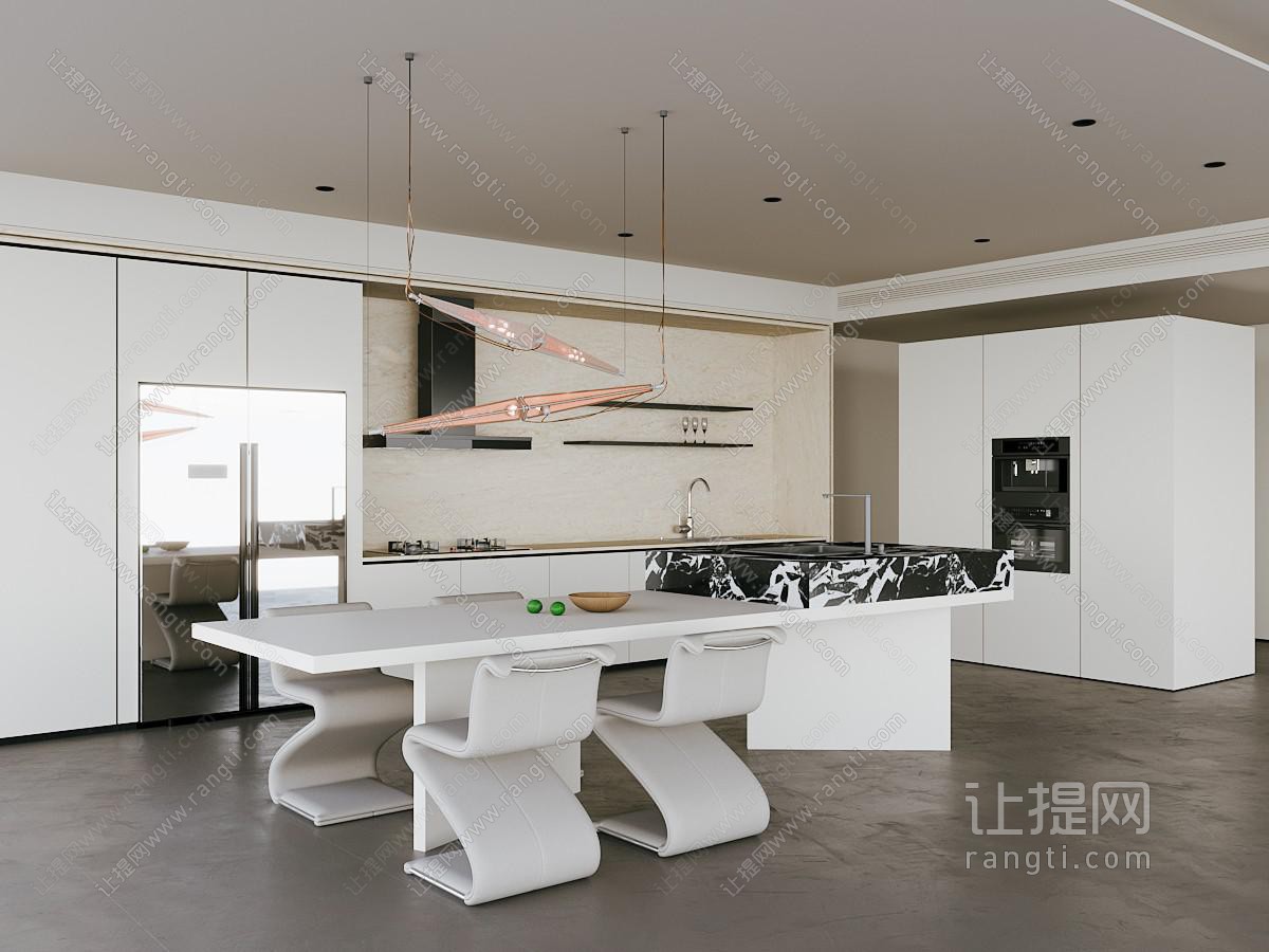 现代极简餐厅厨房