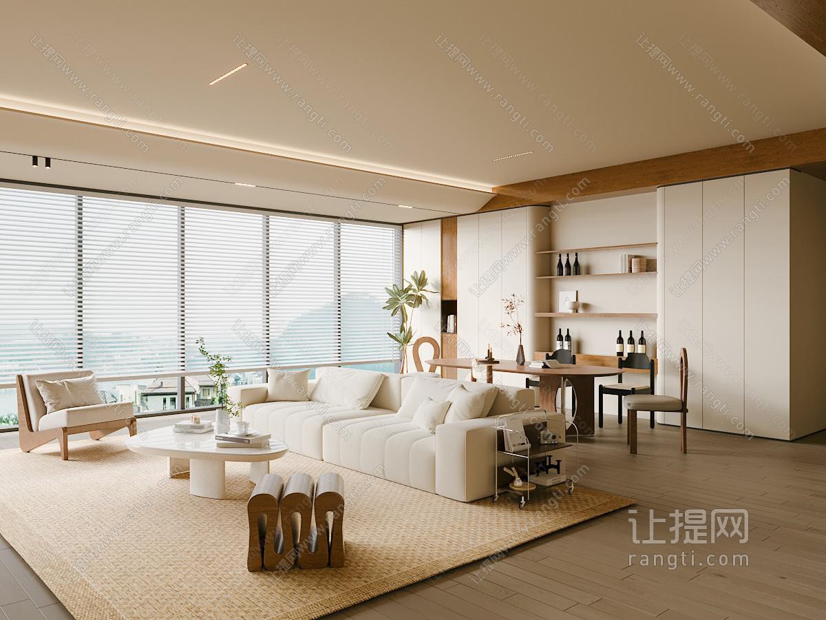 奶油风客厅餐厅
