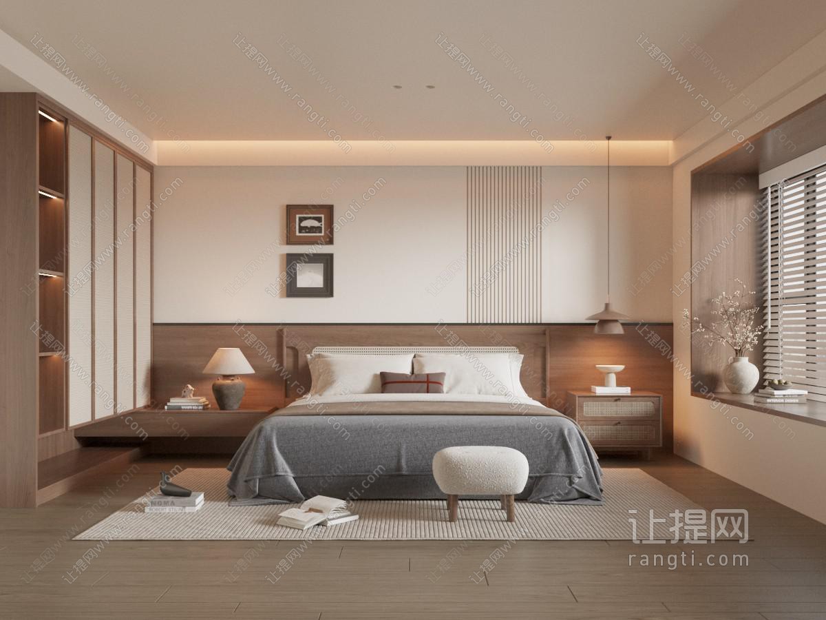 侘寂风中古家居卧室
