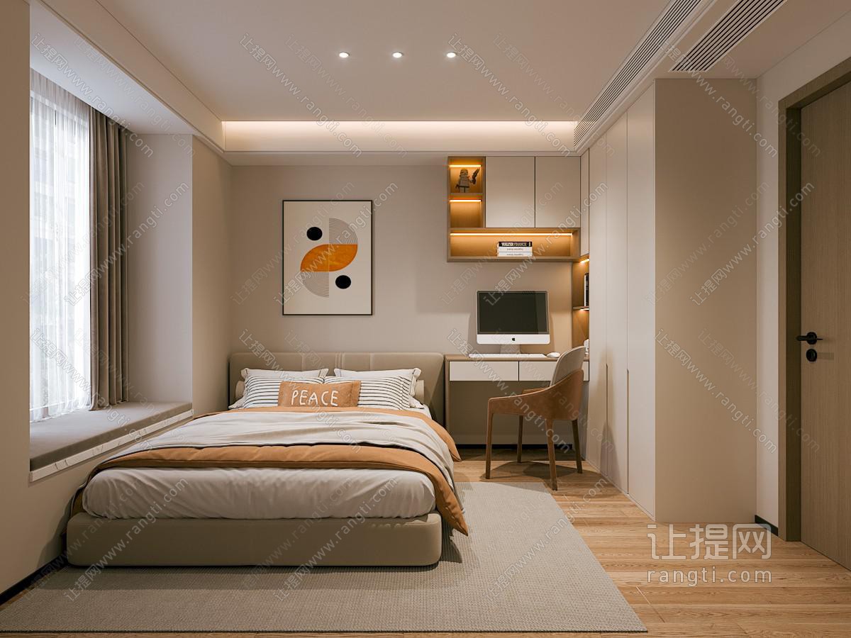 现代简约家居卧室 无主灯