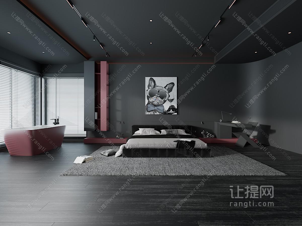 暗黑风卧室 主卧 主人房