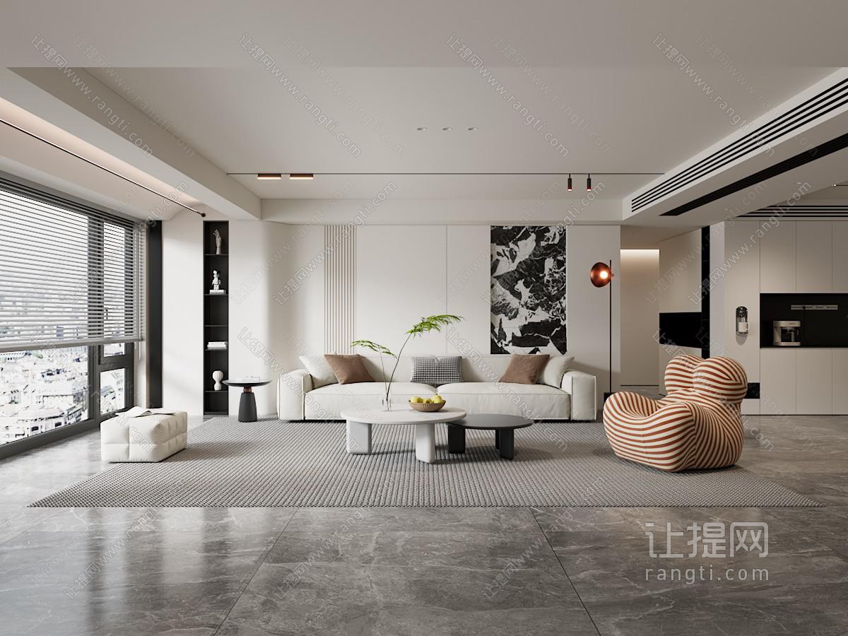 现代极简家居客厅 黑白灰 无主灯 黑白 高级灰