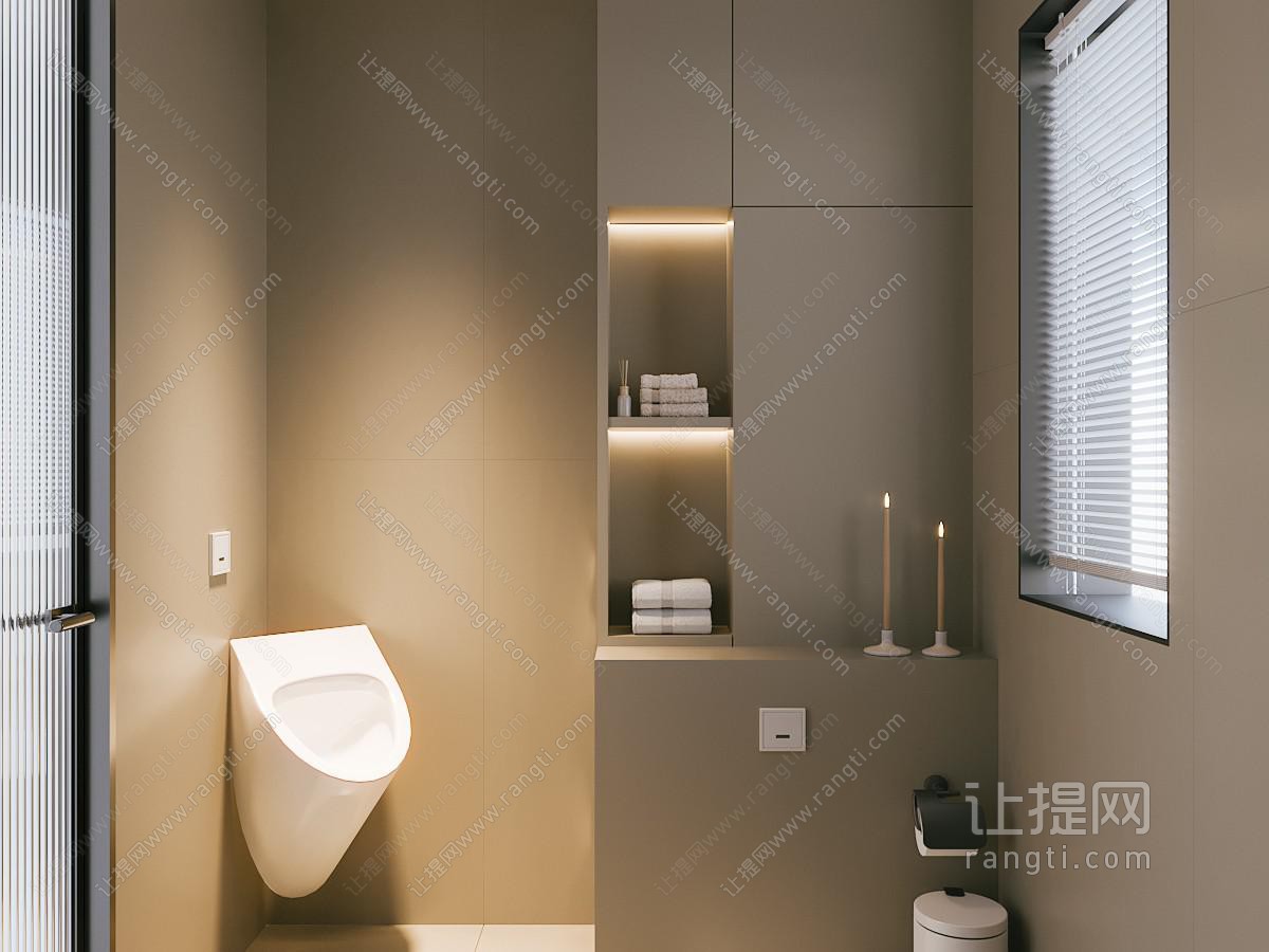 现代极简卫生间 黑白干湿分离卫生间