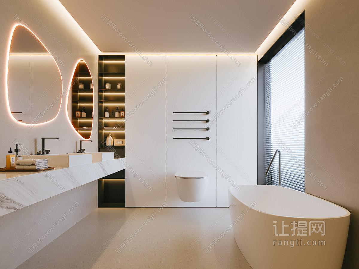 现代奶油风卫生间