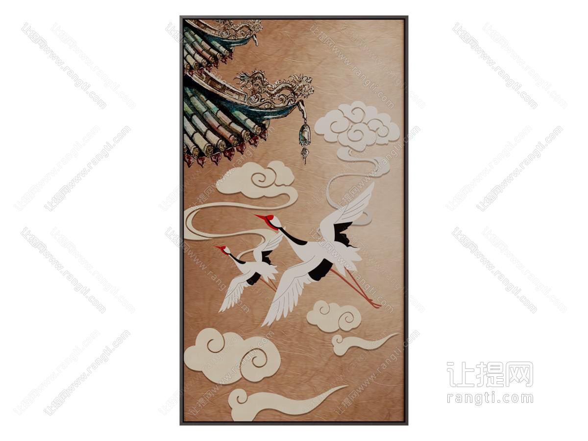 新中式挂画 装饰画 盆栽 隔断