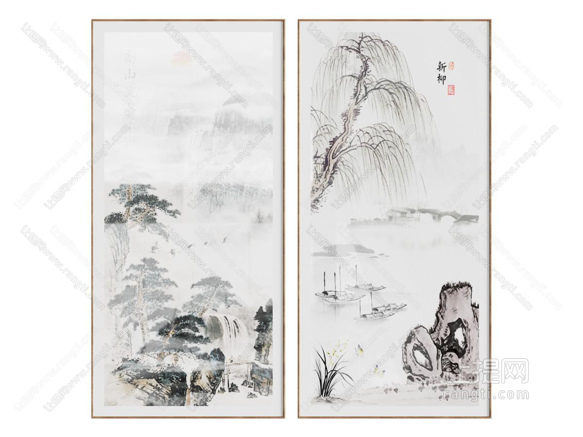 新中式水墨画墙面装饰画 挂画