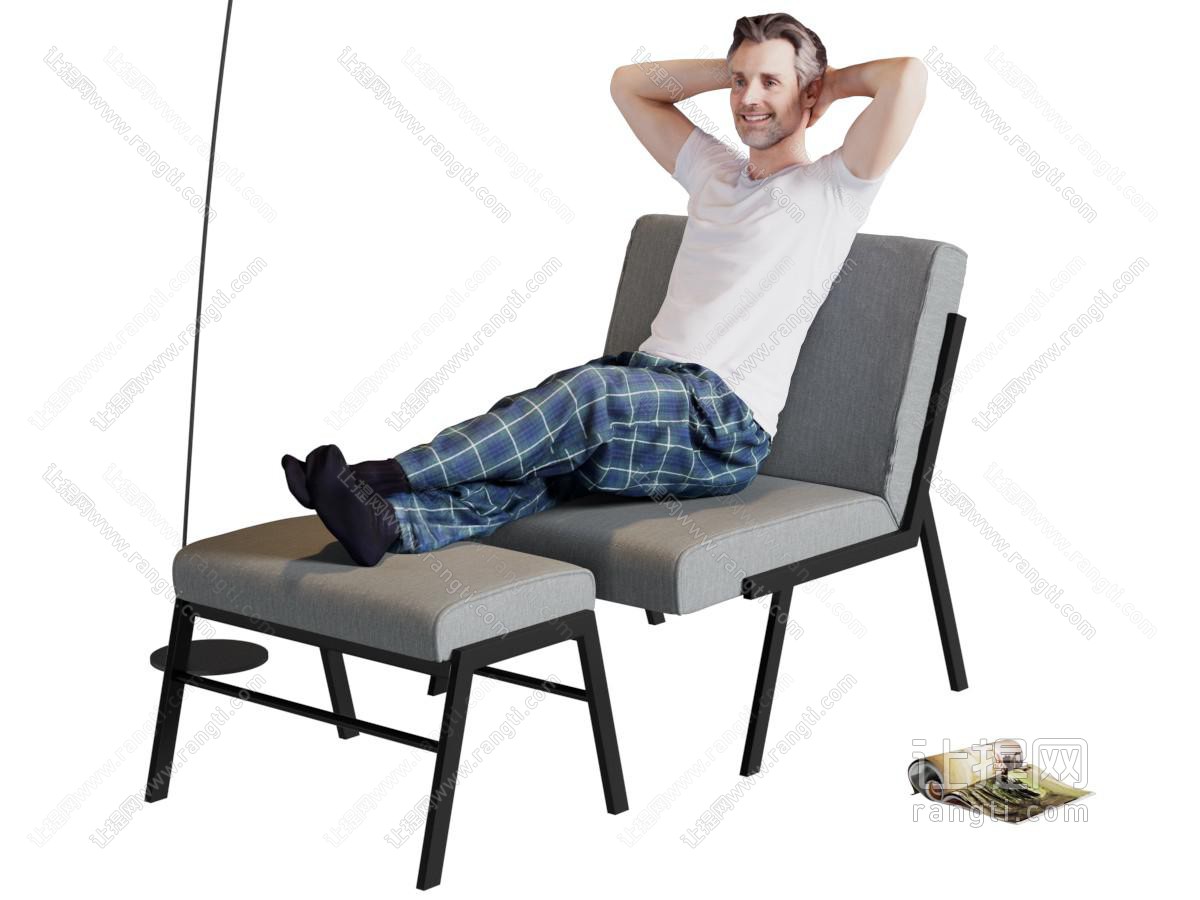 现代躺椅 脚踏