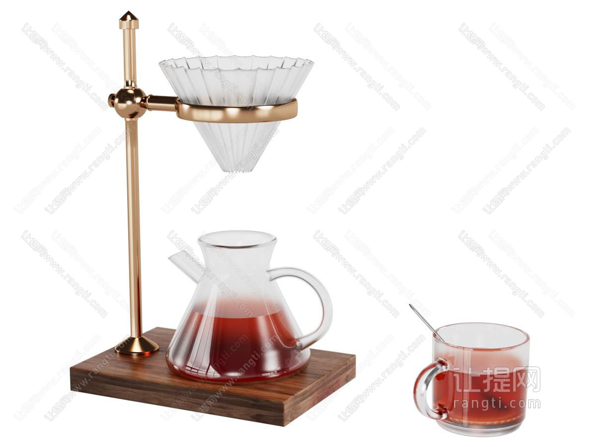 现代摆件组合 咖啡杯 咖啡壶 玻璃杯