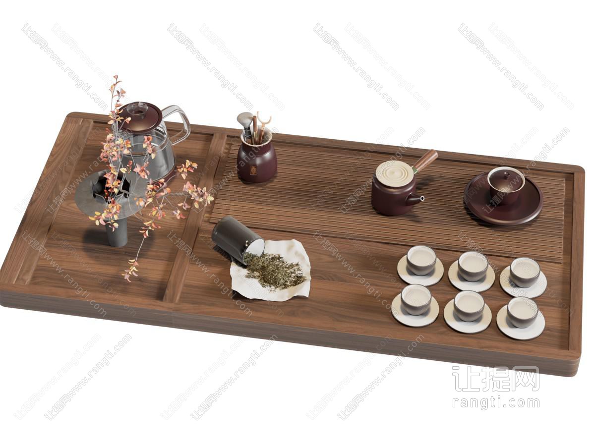 现代茶具摆件 茶盘 茶杯 茶壶