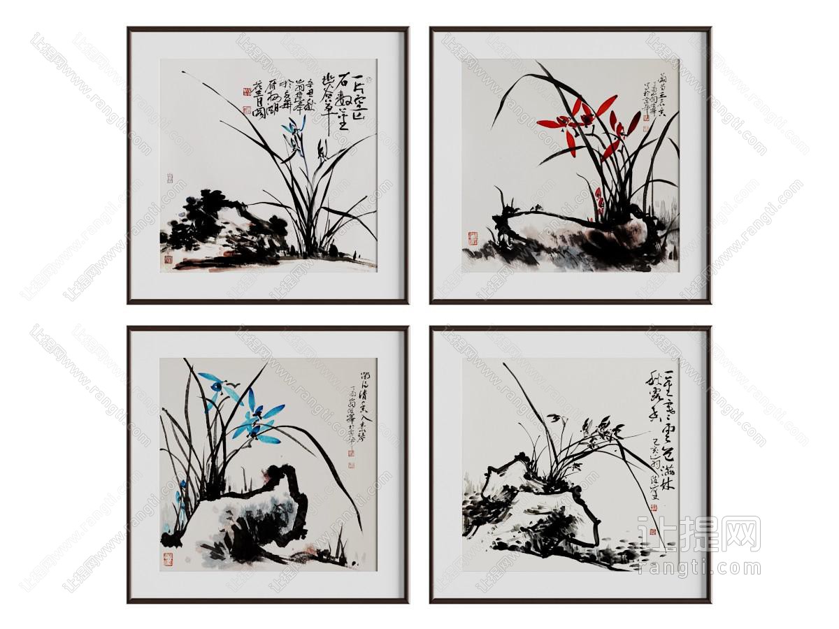 新中式水墨挂画 字画 装饰画 组合画