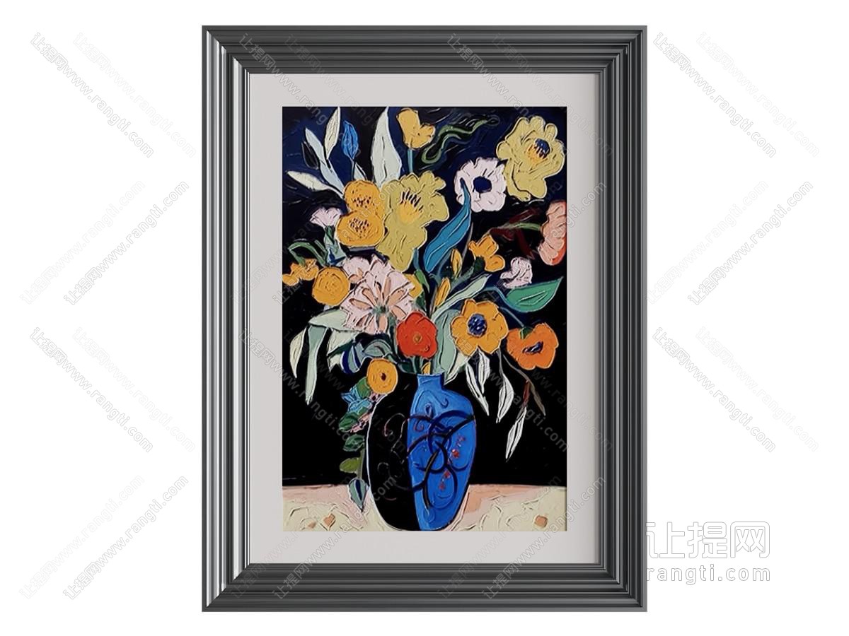 中古风装饰画 花瓶挂画