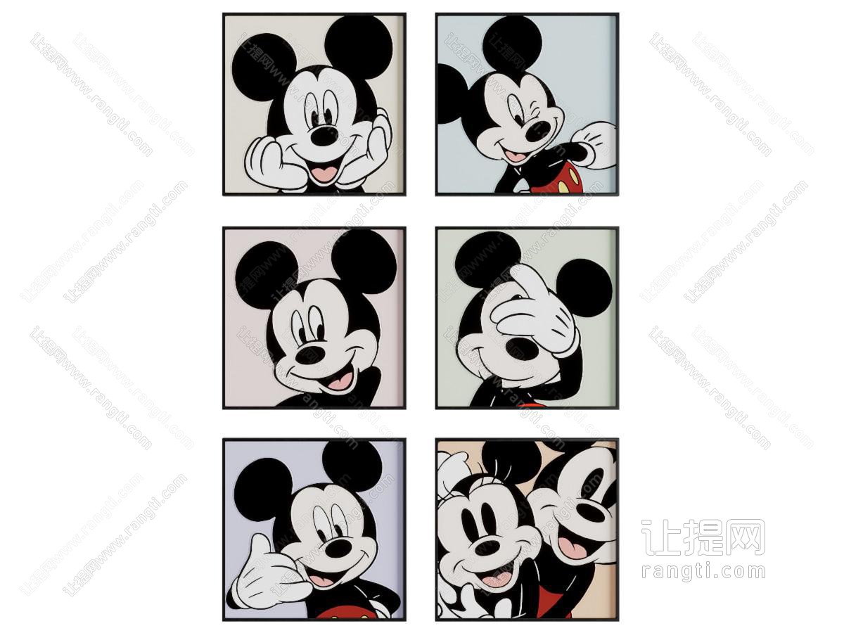 装饰画 卡通画 米老鼠组合画