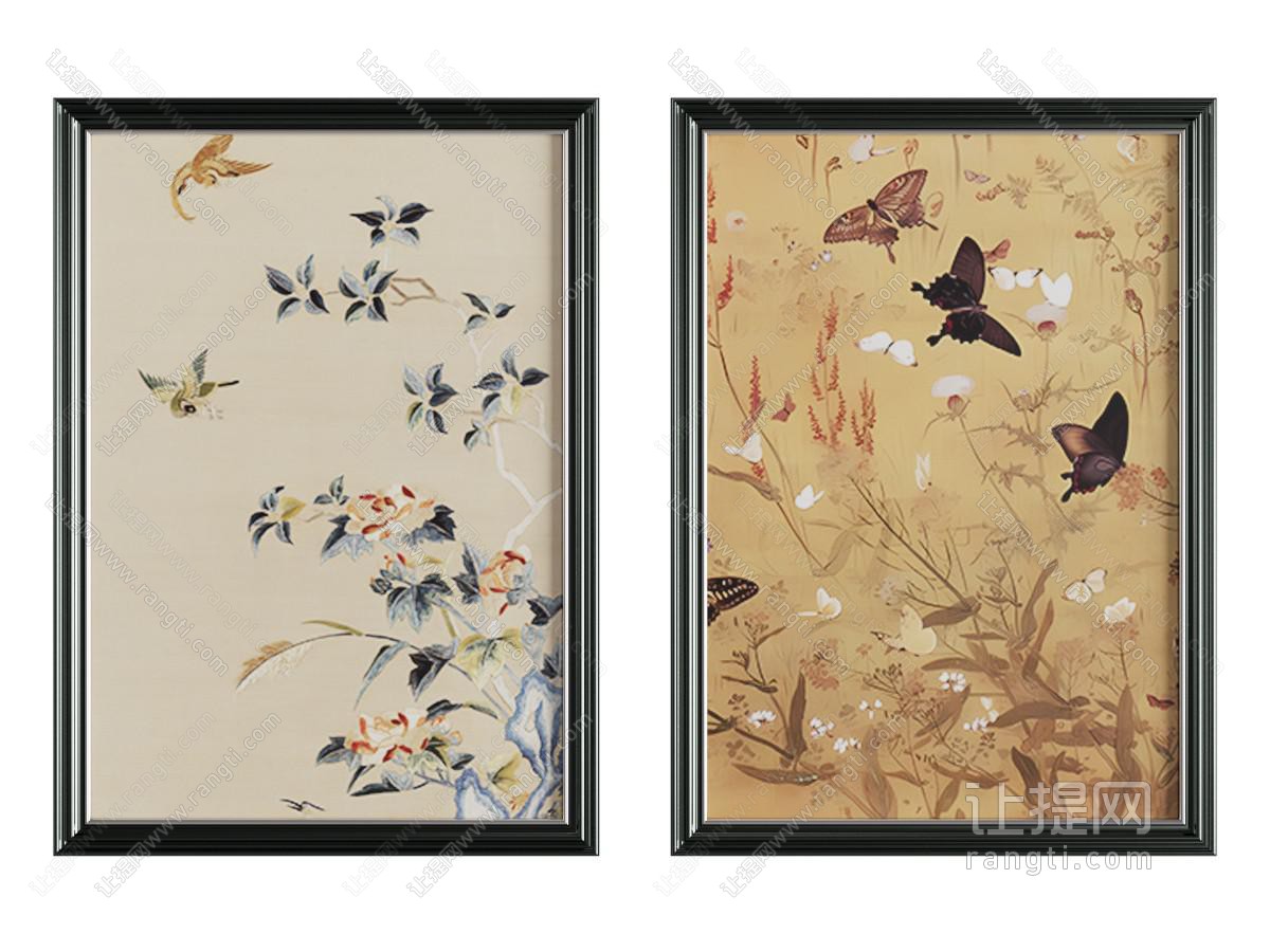 中古风花鸟画 艺术画 装饰画