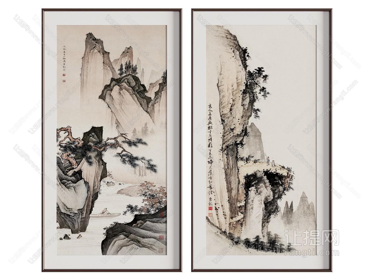 新中式水墨山水装饰挂画