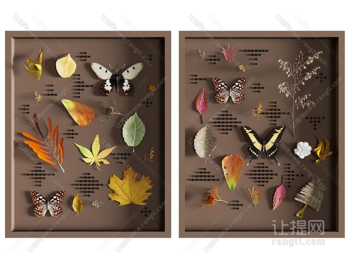 现代标本墙饰挂件立体干花