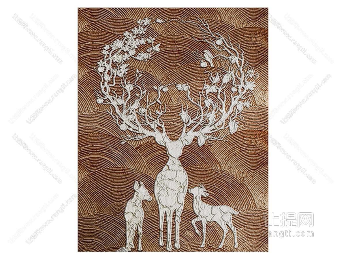 装饰画 鹿挂画 油画 动物画