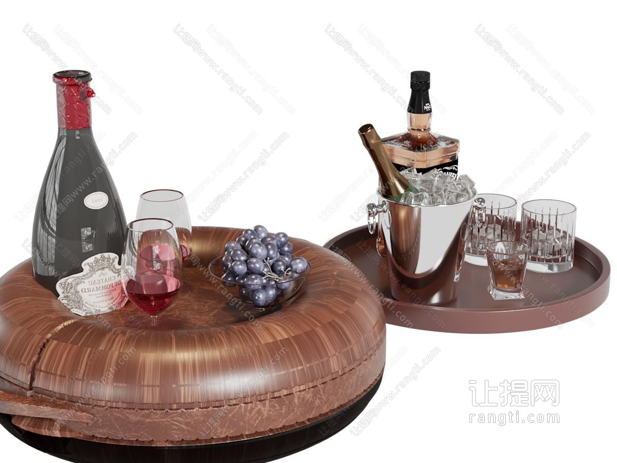 现代红酒酒瓶酒杯